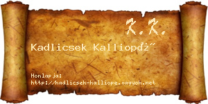 Kadlicsek Kalliopé névjegykártya